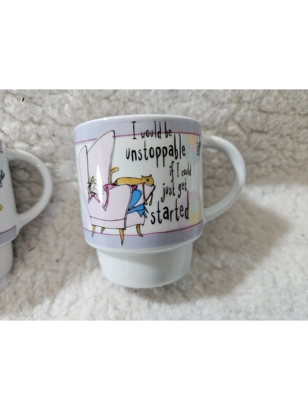 (2pc) Born To Shop Stacking Coffee Mugs Humor 3.5